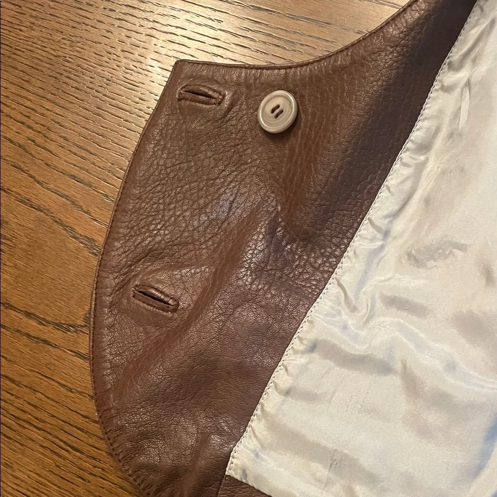 Vintage Gray Suede and Brown Leather Vest with Inside Lace Detail - Picture 3 of 5